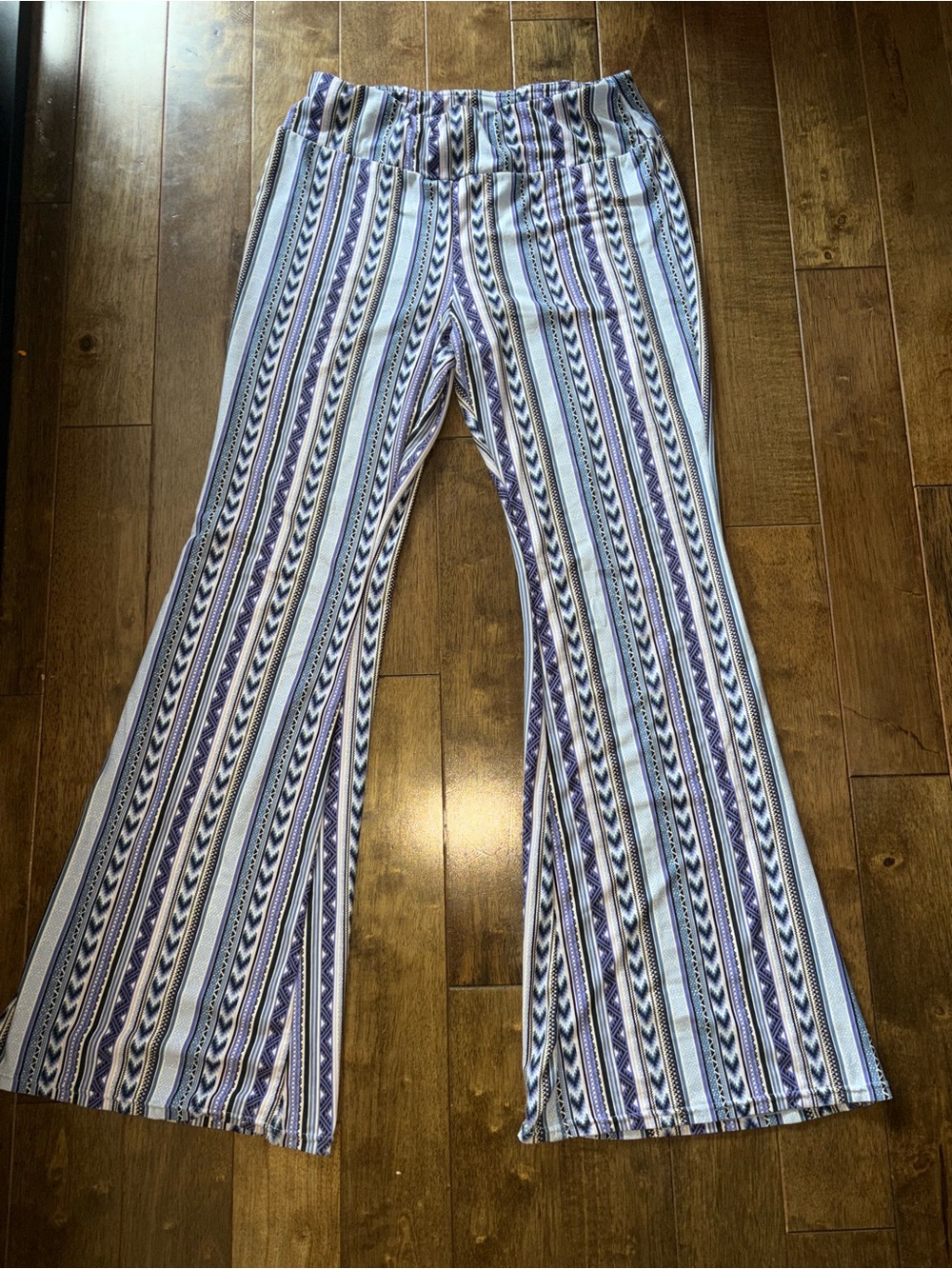 No Boundaries Purple and White Striped Wide Leg Pants